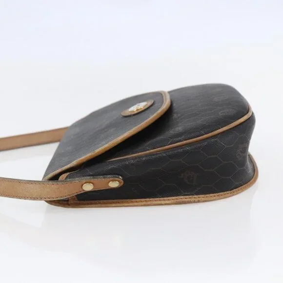 Christian Dior Honeycomb Canvas Shoulder Bag PVC Leather Black Auth BA6822 - Picture 4 of 16